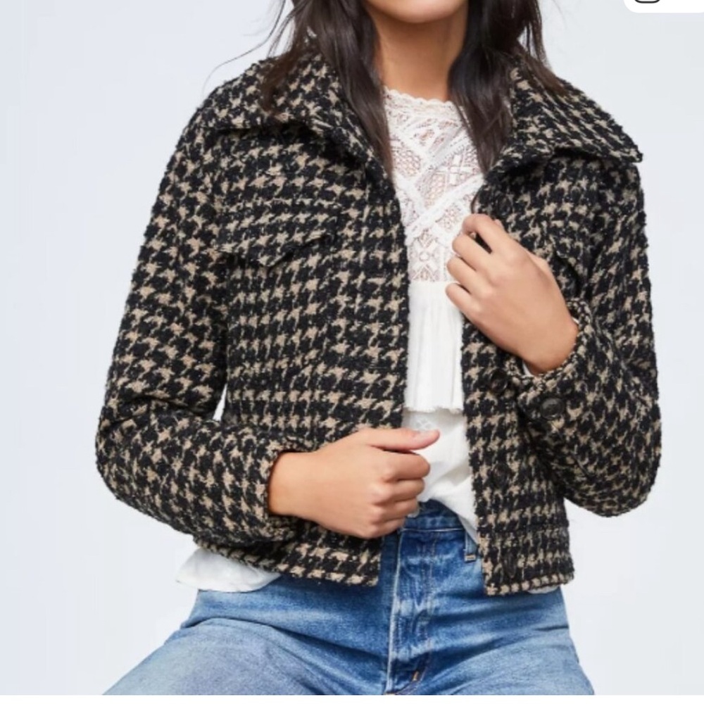Avec Les Filles Black and Tan Teddy Jacket